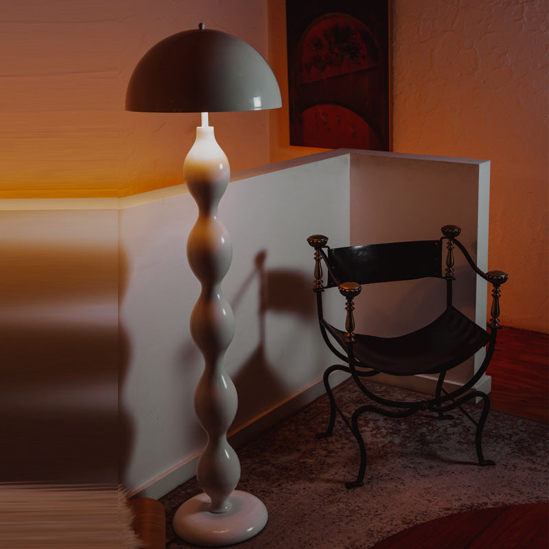 Contemporary Scandinavian Cream Mushroom Semi-circle Iron 1-Light Standing Floor Lamp For Living Room Lumendat