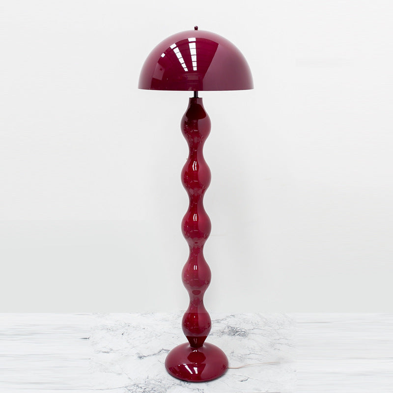 Contemporary Scandinavian Cream Mushroom Semi-circle Iron 1-Light Standing Floor Lamp For Living Room Lumendat