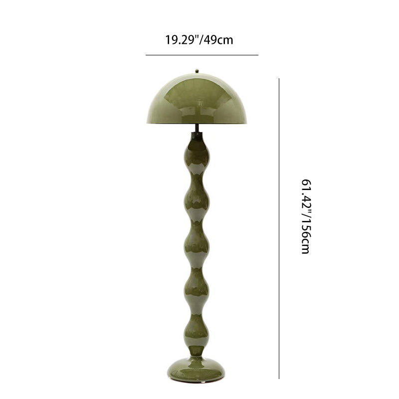 Contemporary Scandinavian Cream Mushroom Semi-circle Iron 1-Light Standing Floor Lamp For Living Room Lumendat