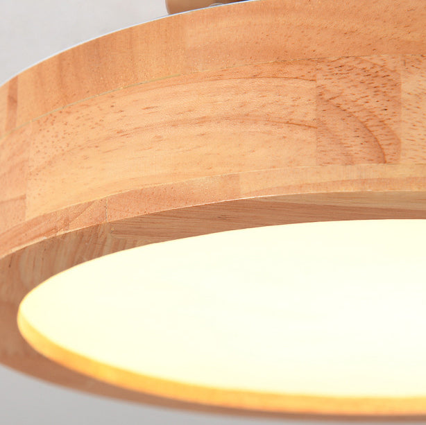Modern Minimalist Round Dome Wood Acrylic LED Flush Mount Ceiling Light For Bedroom