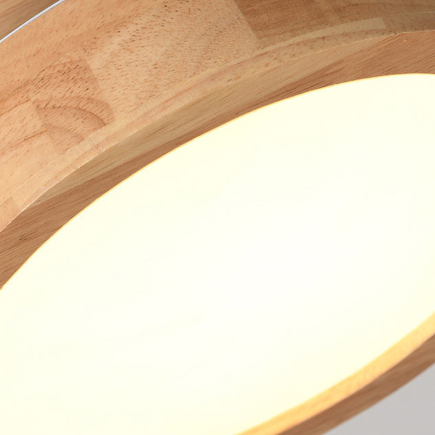 Modern Minimalist Round Dome Wood Acrylic LED Flush Mount Ceiling Light For Bedroom