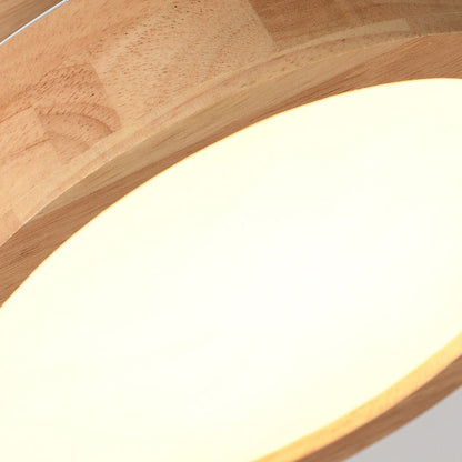 Modern Minimalist Round Dome Wood Acrylic LED Flush Mount Ceiling Light For Bedroom