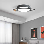 Contemporary Creative Planet Round Iron Rubberwood Acrylic LED Flush Mount Ceiling Light For Bedroom