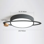 Contemporary Creative Planet Round Iron Rubberwood Acrylic LED Flush Mount Ceiling Light For Bedroom
