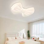 Contemporary Creative Cream Bow PE Iron LED Flush Mount Ceiling Light For Bedroom