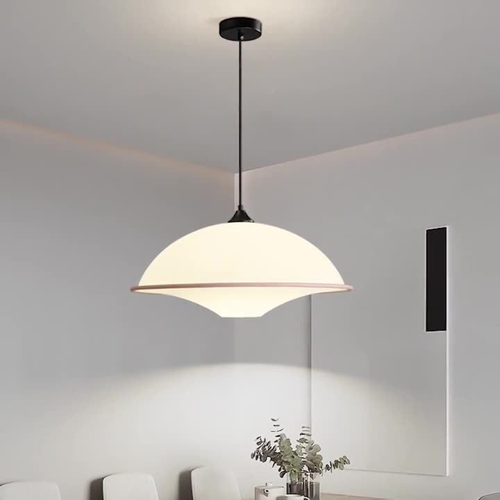 Modern Minimalist Semi-circle Iron Acrylic 1-Light Pendant Light For Dining Room