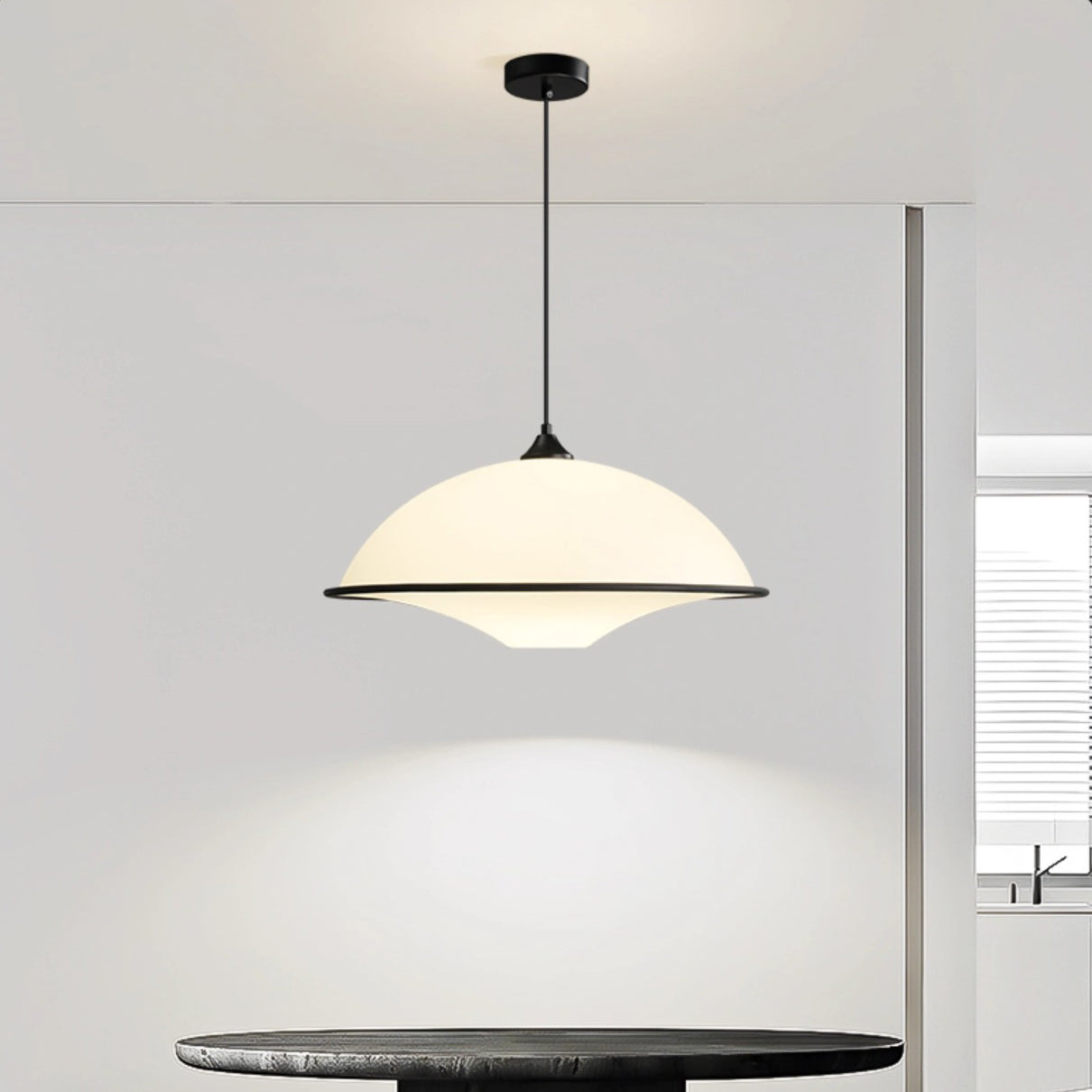 Modern Minimalist Semi-circle Iron Acrylic 1-Light Pendant Light For Dining Room