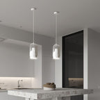 Contemporary Nordic Adjustable Round Cylinder Metal 1-light Pendant Light for Bedroom BulbSquare