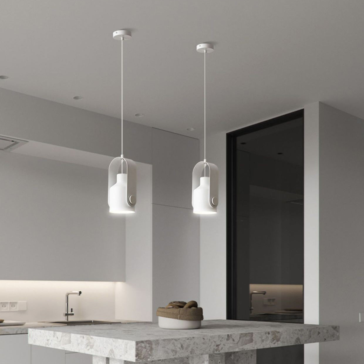 Contemporary Nordic Adjustable Round Cylinder Metal 1-Light Pendant Light For Bedroom