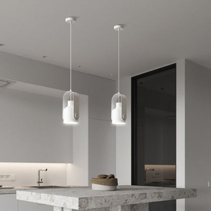 Contemporary Nordic Adjustable Round Cylinder Metal 1-Light Pendant Light For Bedroom