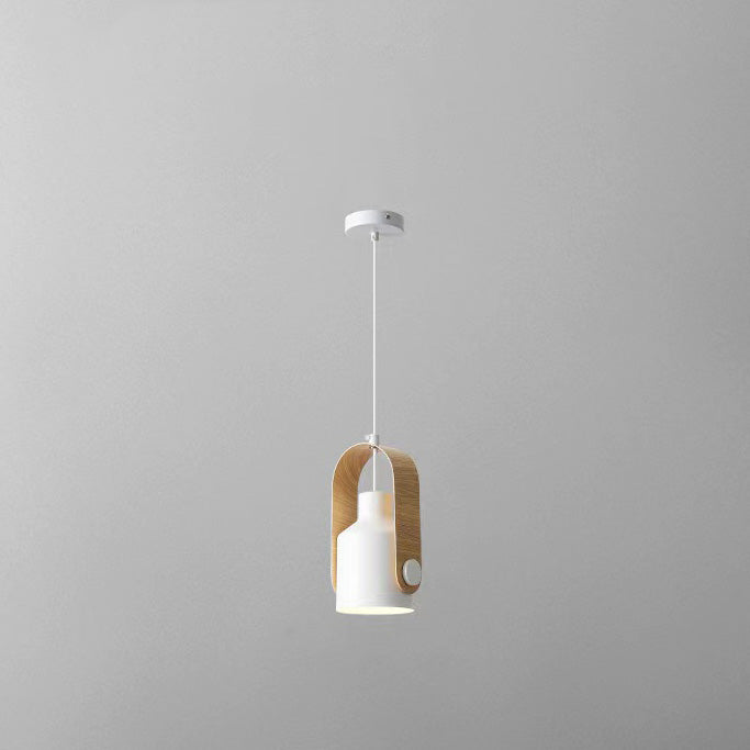 Contemporary Nordic Adjustable Round Cylinder Metal 1-Light Pendant Light For Bedroom