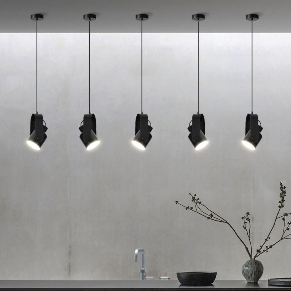 Contemporary Nordic Adjustable Round Cylinder Metal 1-light Pendant Light for Bedroom BulbSquare