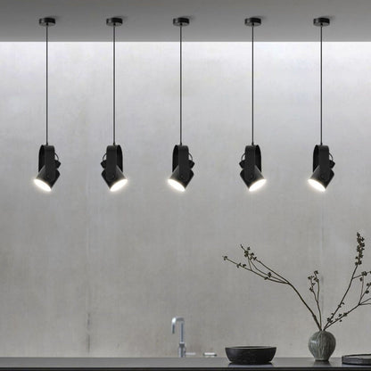 Contemporary Nordic Adjustable Round Cylinder Metal 1-Light Pendant Light For Bedroom
