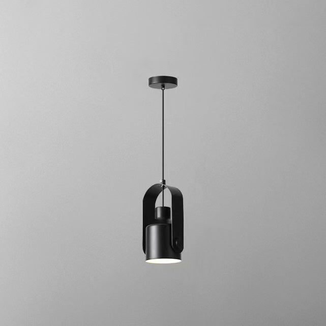 Contemporary Nordic Adjustable Round Cylinder Metal 1-light Pendant Light for Bedroom BulbSquare