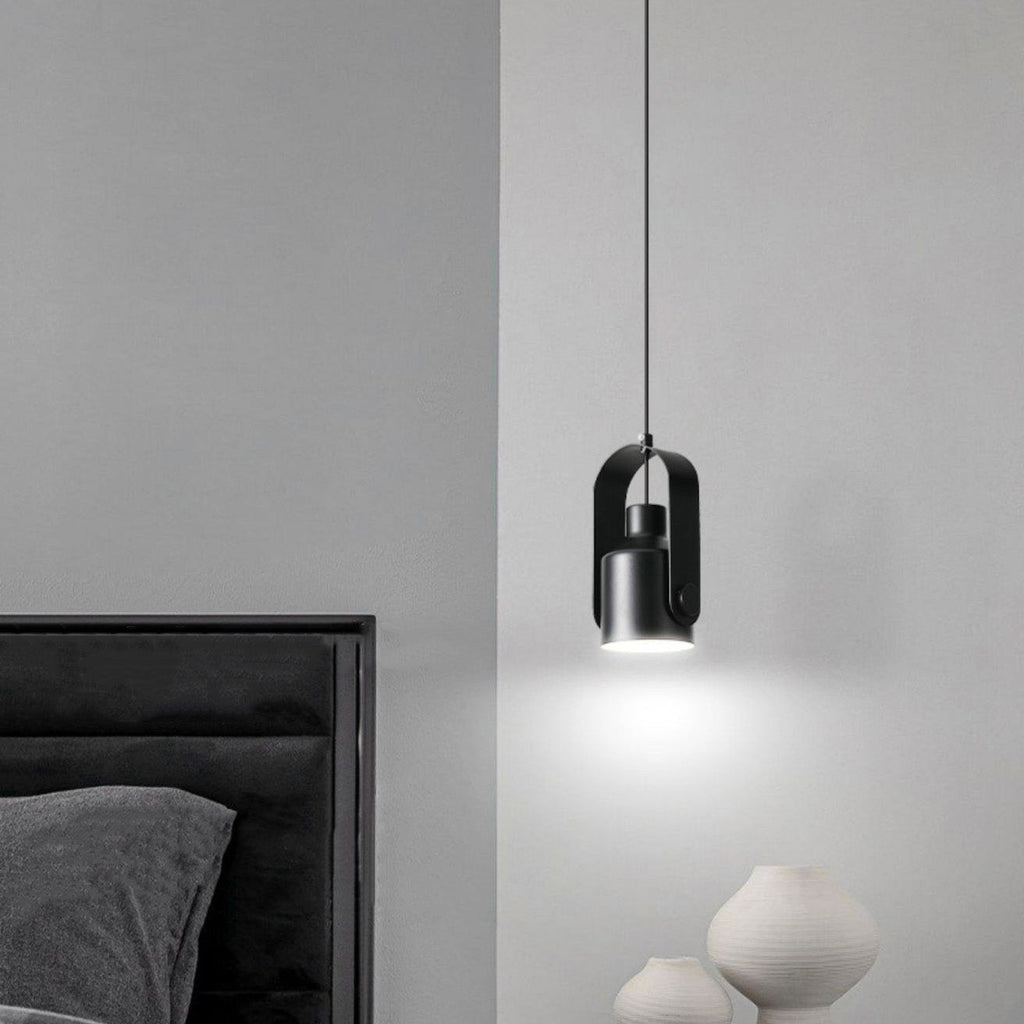 Contemporary Nordic Adjustable Round Cylinder Metal 1-light Pendant Light for Bedroom BulbSquare