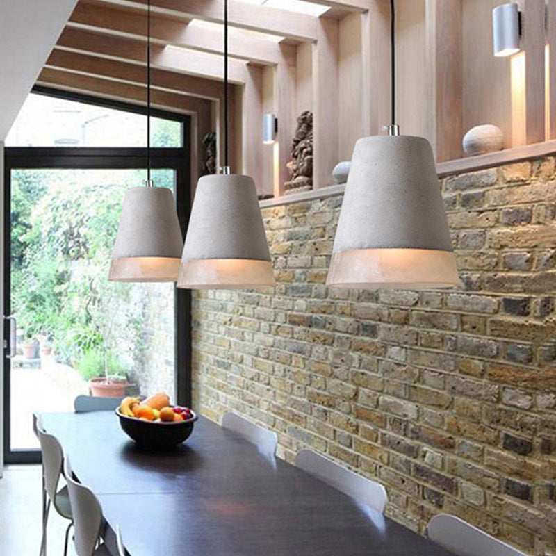 Contemporary Industrial Cylinder Prism Cement Resin 1-Light Pendant Light For Dining Room