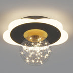 Contemporary Creative Round Orb Flower Triangle Iron Acrylic LED Semi-Flush Mount Ceiling Light For Hallway
