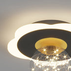 Contemporary Creative Round Orb Flower Triangle Iron Acrylic LED Semi-Flush Mount Ceiling Light For Hallway