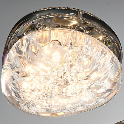 Modern Minimalist Pebble Round Dome Hardware Stainless Steel Acrylic LED Flush Mount Ceiling Light For Bedroom