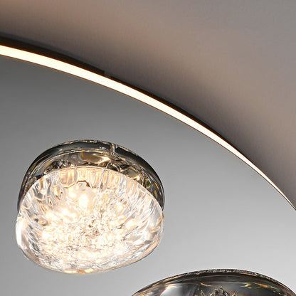 Modern Minimalist Pebble Round Dome Hardware Stainless Steel Acrylic LED Flush Mount Ceiling Light For Bedroom