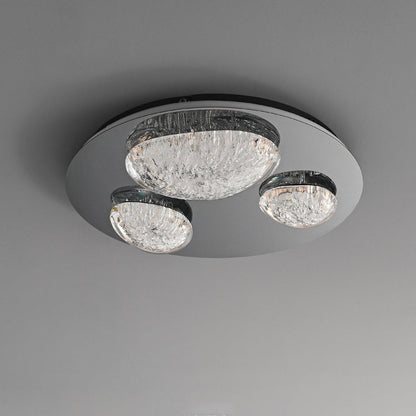Modern Minimalist Pebble Round Dome Hardware Stainless Steel Acrylic LED Flush Mount Ceiling Light For Bedroom