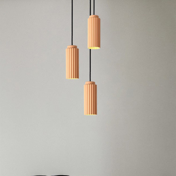Contemporary Nordic Round Cylinder Iron Aluminum 1-Light Pendant Light For Bedroom