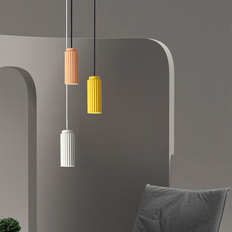 Contemporary Nordic Round Cylinder Iron Aluminum 1-Light Pendant Light For Bedroom