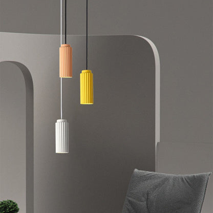 Contemporary Nordic Round Cylinder Iron Aluminum 1-Light Pendant Light For Bedroom