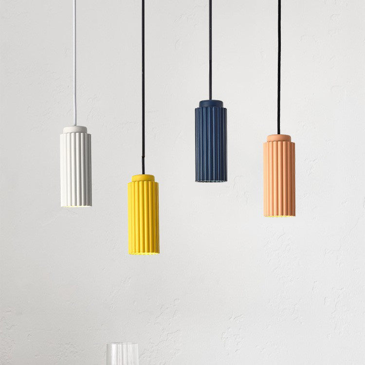 Contemporary Nordic Round Cylinder Iron Aluminum 1-Light Pendant Light For Bedroom