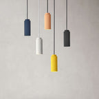Contemporary Nordic Round Cylinder Iron Aluminum 1-light Pendant Light for Bedroom BulbSquare