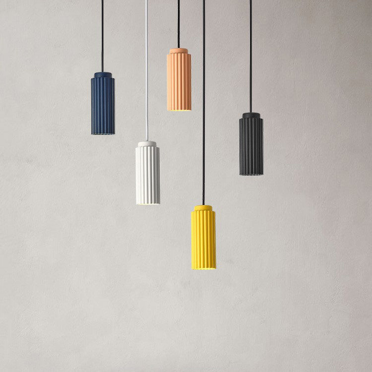 Contemporary Nordic Round Cylinder Iron Aluminum 1-Light Pendant Light For Bedroom