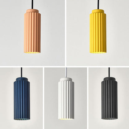 Contemporary Nordic Round Cylinder Iron Aluminum 1-Light Pendant Light For Bedroom