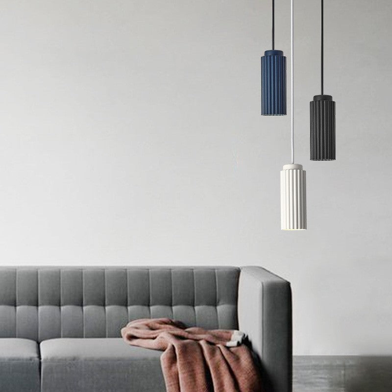 Contemporary Nordic Round Cylinder Iron Aluminum 1-Light Pendant Light For Bedroom