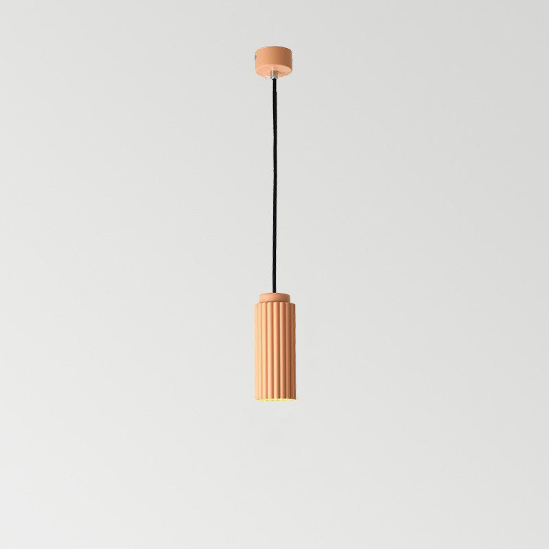 Contemporary Nordic Round Cylinder Iron Aluminum 1-Light Pendant Light For Bedroom