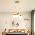 Lumendat Contemporary Creative Kids Cartoon Airplane Orb Wood Iron Glass 3-Light Chandelier For Bedroom Lumendat