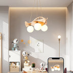 Lumendat Contemporary Creative Kids Cartoon Airplane Orb Wood Iron Glass 3-Light Chandelier For Bedroom Lumendat