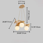 Lumendat Contemporary Creative Kids Cartoon Airplane Orb Wood Iron Glass 3-Light Chandelier For Bedroom Lumendat