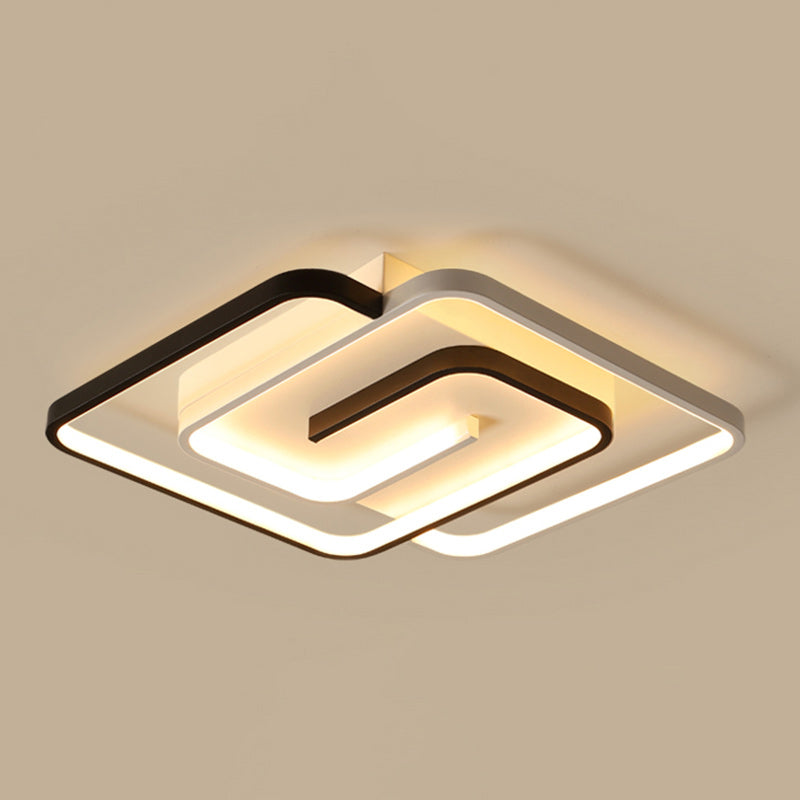 Modern Minimalist Round Square Diamond Acrylic Iron LED Flush Mount Ceiling Light for Bedroom