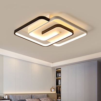 Modern Minimalist Round Square Diamond Acrylic Iron LED Flush Mount Ceiling Light for Bedroom