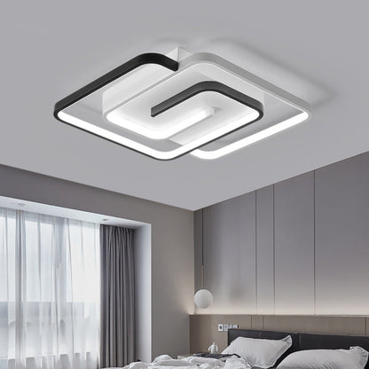 Modern Minimalist Round Square Diamond Acrylic Iron LED Flush Mount Ceiling Light for Bedroom