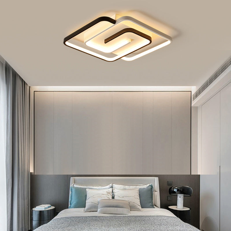 Modern Minimalist Round Square Diamond Acrylic Iron LED Flush Mount Ceiling Light for Bedroom