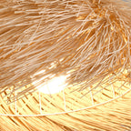 Traditional Japanese Rattan Round Semi-Circle Bamboo 1-Light Pendant Light For Dining Room