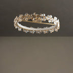 Contemporary Creative Floral Round Circle Iron Crystal LED Semi-Flush Mount Ceiling Light For Bedroom