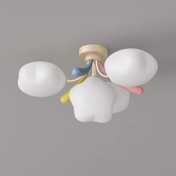 Contemporary Nordic Cute Kids Cartoon Star Round PE Iron LED Semi-Flush Mount Ceiling Light For Bedroom