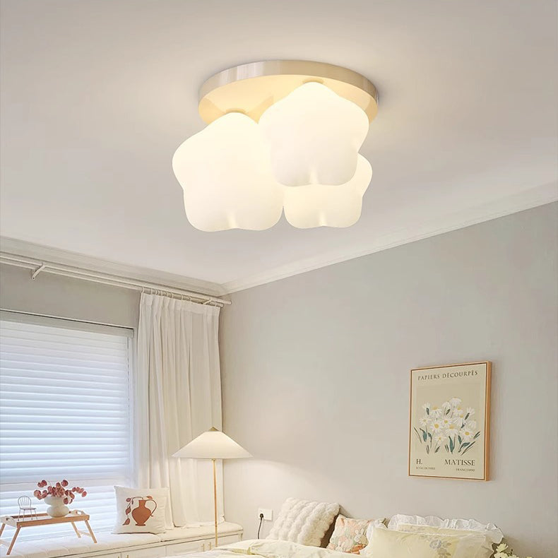 Contemporary Nordic Cute Kids Cartoon Star Round PE Iron LED Semi-Flush Mount Ceiling Light For Bedroom