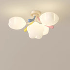 Contemporary Nordic Cute Kids Cartoon Star Round PE Iron LED Semi-Flush Mount Ceiling Light For Bedroom