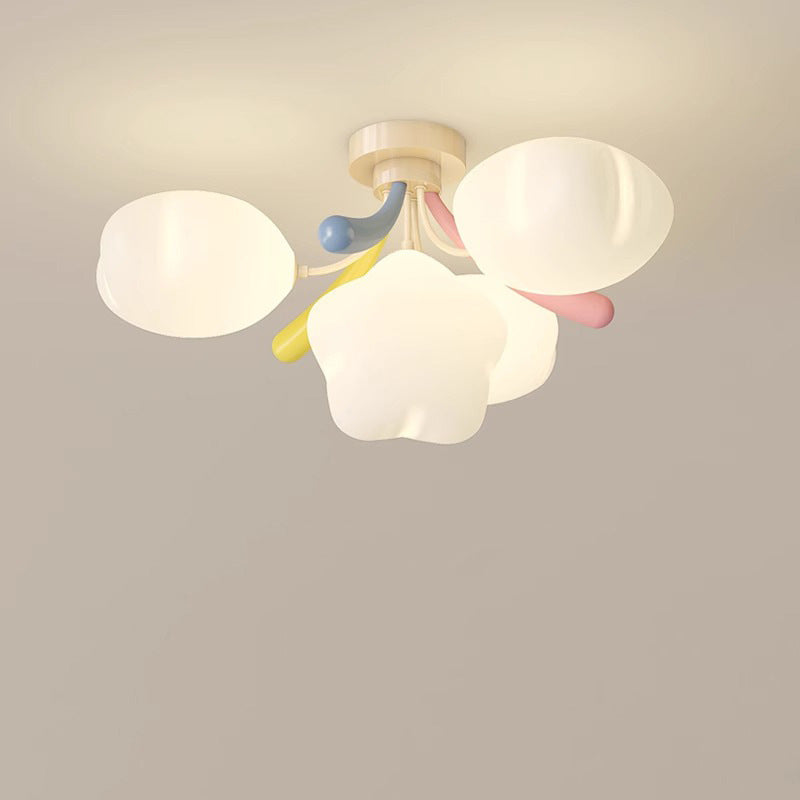 Contemporary Nordic Cute Kids Cartoon Star Round PE Iron LED Semi-Flush Mount Ceiling Light For Bedroom
