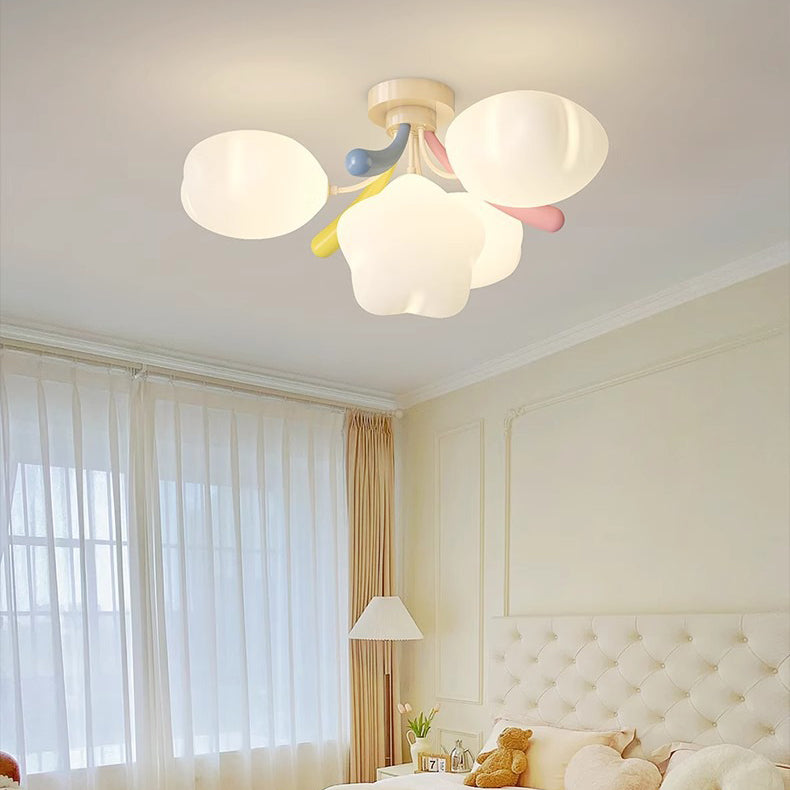 Contemporary Nordic Cute Kids Cartoon Star Round PE Iron LED Semi-Flush Mount Ceiling Light For Bedroom