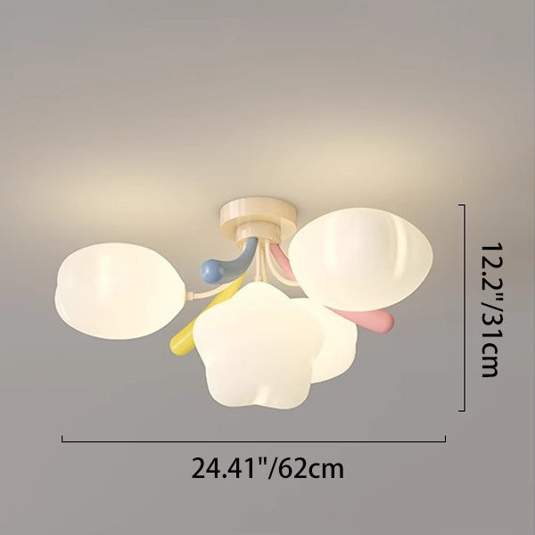 Contemporary Nordic Cute Kids Cartoon Star Round PE Iron LED Semi-Flush Mount Ceiling Light For Bedroom