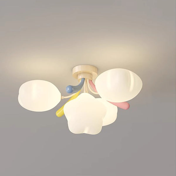 Contemporary Nordic Cute Kids Cartoon Star Round PE Iron LED Semi-Flush Mount Ceiling Light For Bedroom
